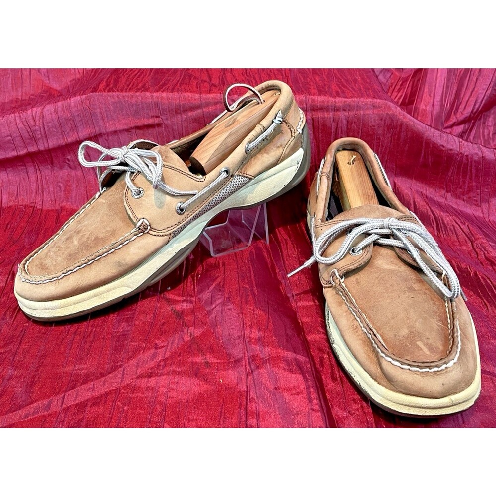 Mens Sperry Top-Sider Marlin Tan Leather Mesh Boat Deck Shoes sz 10M